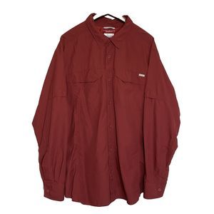 Columbia Shirt Men’s XXL Omnishade Sun Protection Long Sleeve Vented Brick Red